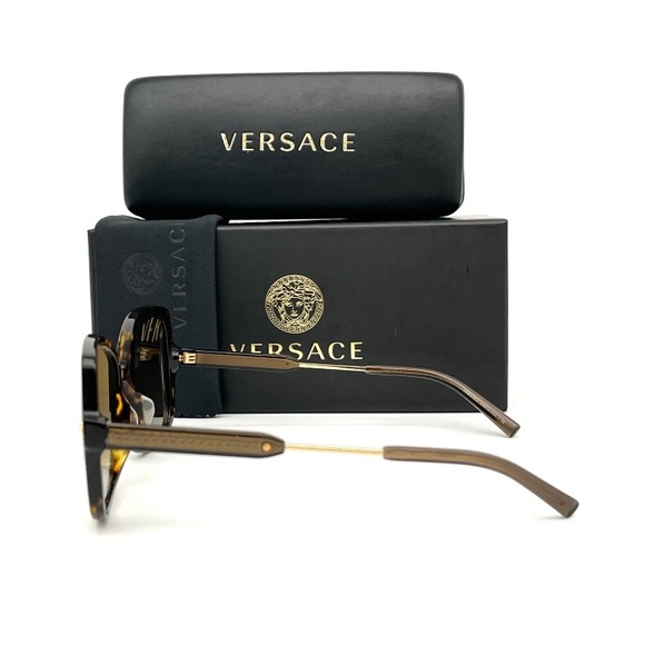 New - VERSACE VE4390F 108/6E Dark Havana / Brown Gold Flash 56m Sunglasses - Picture 7 of 8